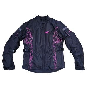HWK Women's Armor Motorcycle Jacket Women Large Black Pink Air Vented Waterproof